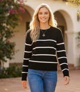 Stripe Crewneck Sweater: Black & White