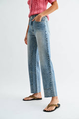 Mara Studded High-Waist Straight-Leg Jeans