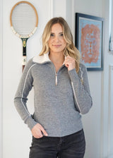 Serne 100% Cashmere Quarter Zip Pullover // Grey