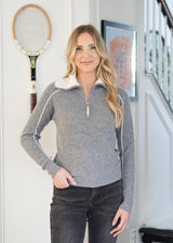 Serne 100% Cashmere Quarter Zip Pullover // Grey