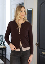 Emilie 100% Cashmere Layered Cardigan // Espresso
