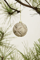 Holiday Ornaments Embossed Velvet Ornament // Taupe