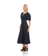 Puff Sleeve Midi Denim Dress