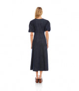 Puff Sleeve Midi Denim Dress