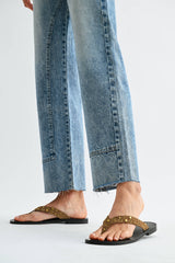 Mara Studded High-Waist Straight-Leg Jeans