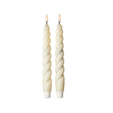 Ivory Spiral LED Taper Candles Set of 2 Paraffin Wax White