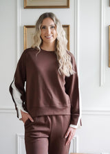 Everly Butter Modal Split Sleeve Crew Neck // Cocoa