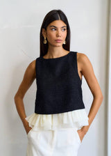 Sparkle Tweed Tank with Ruffle Detail