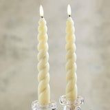 Ivory Spiral LED Taper Candles Set of 2