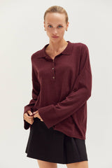 Heather Polo Sweater Top
