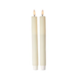 Home Accents Ivory Ribbed LED Taper Candles Set of 2 Paraffin Wax White Other