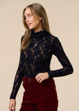 Belle Lace Turtleneck Statement Top S