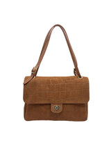 Lifestyle Medium Croc Suede Flap Bag // Dark Brown