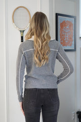 Serne 100% Cashmere Quarter Zip Pullover // Grey