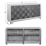 Accent Cabinets Checkerboard 4 Door Gray Cabinet