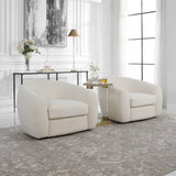 Accent Chairs & Armchairs Capra Art Deco Swivel Chair // White Faux Shearling