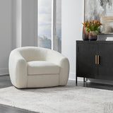 Accent Chairs & Armchairs Capra Art Deco Swivel Chair // White Faux Shearling