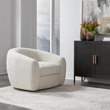 Accent Chairs & Armchairs Capra Art Deco Swivel Chair // White Faux Shearling