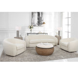 Accent Chairs & Armchairs Capra Art Deco Swivel Chair // White Faux Shearling