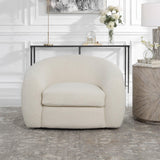 Accent Chairs & Armchairs Capra Art Deco Swivel Chair // White Faux Shearling