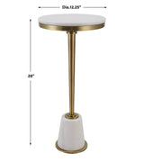 Accent Table Edifice White Marble Drink Table