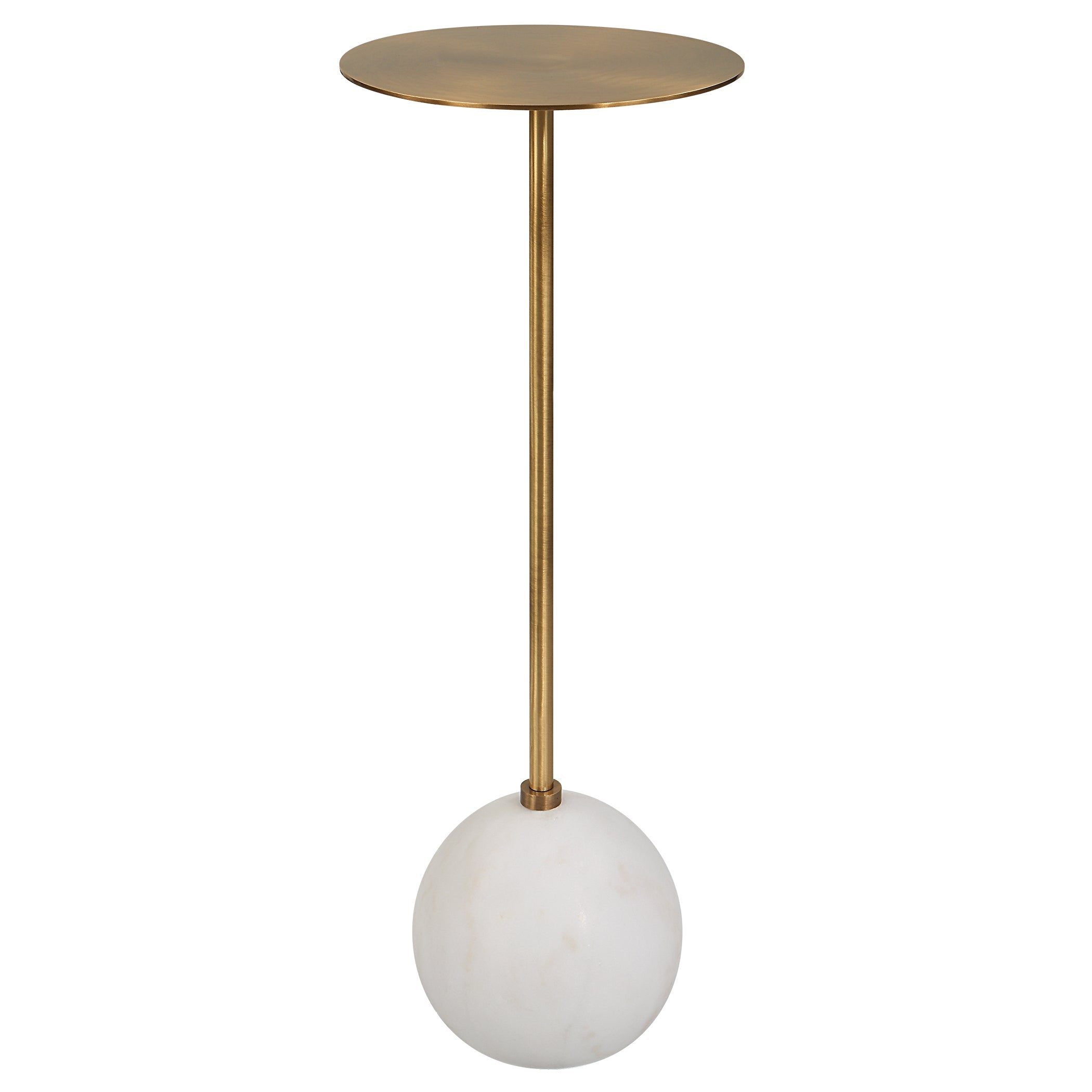 Marble Drink Table with Brass Top | Sophisticated White Table