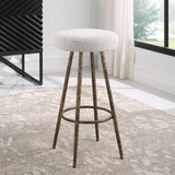 Bar & Counter Stools Braven Counter Stool // White & Grey Boucle