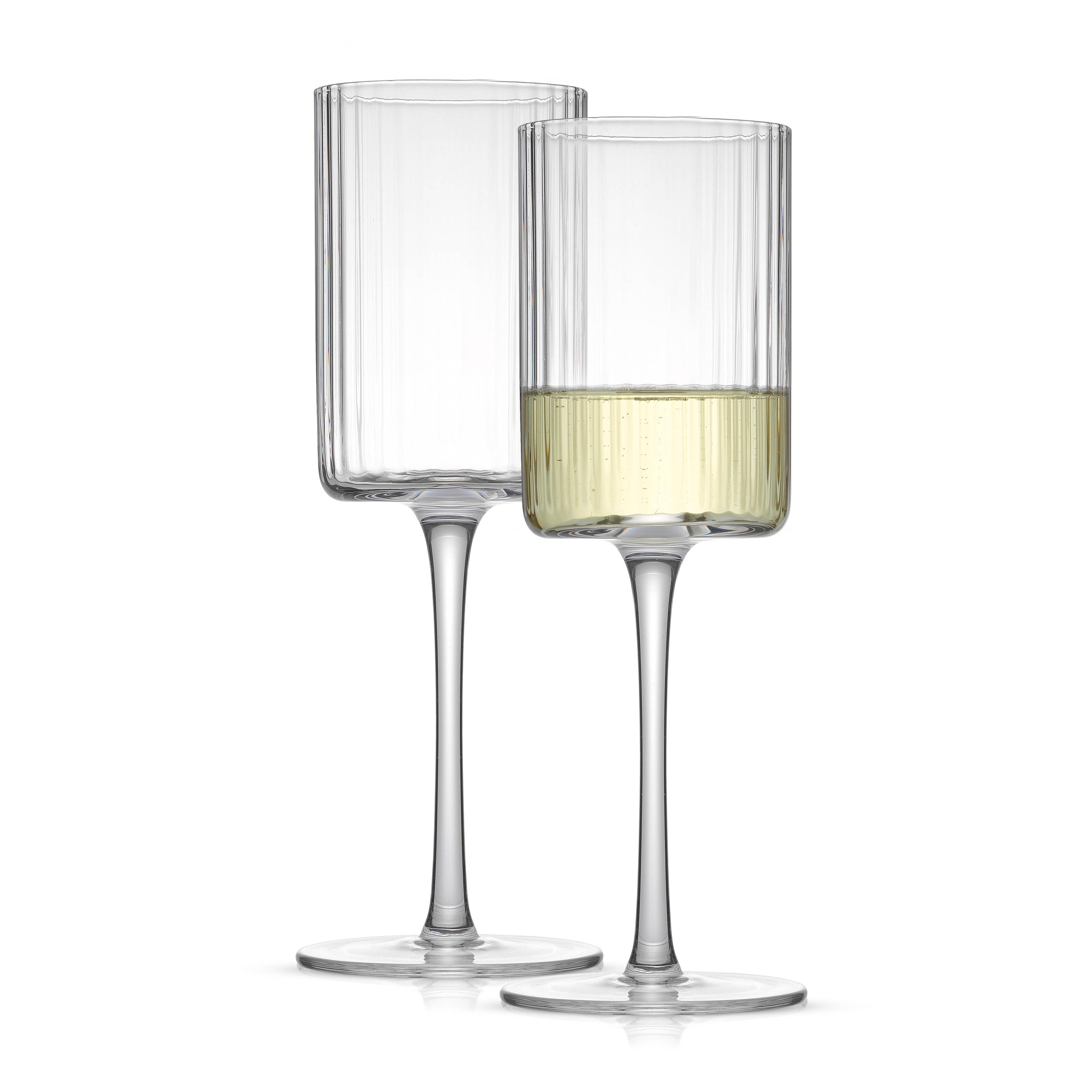 Iridescent Toasting Flutes with Crystal-Filled Stems