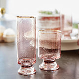Bar & Glassware Gold Rimmed Blush Seeded Glass Champagne Flute // Set of 2