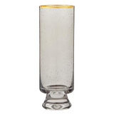 Bar & Glassware Gold Rimmed Smoked Seeded Glass Champagne Flute // Set of 2