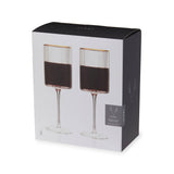Deco Meridian Gold-Rimmed Crystal Wine Glasses - Set of 2