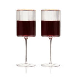 Deco Meridian Gold-Rimmed Crystal Wine Glasses - Set of 2