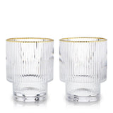 Bar & Glassware Meridian Gold Rimmed Lowball Tumblers // Set of 2