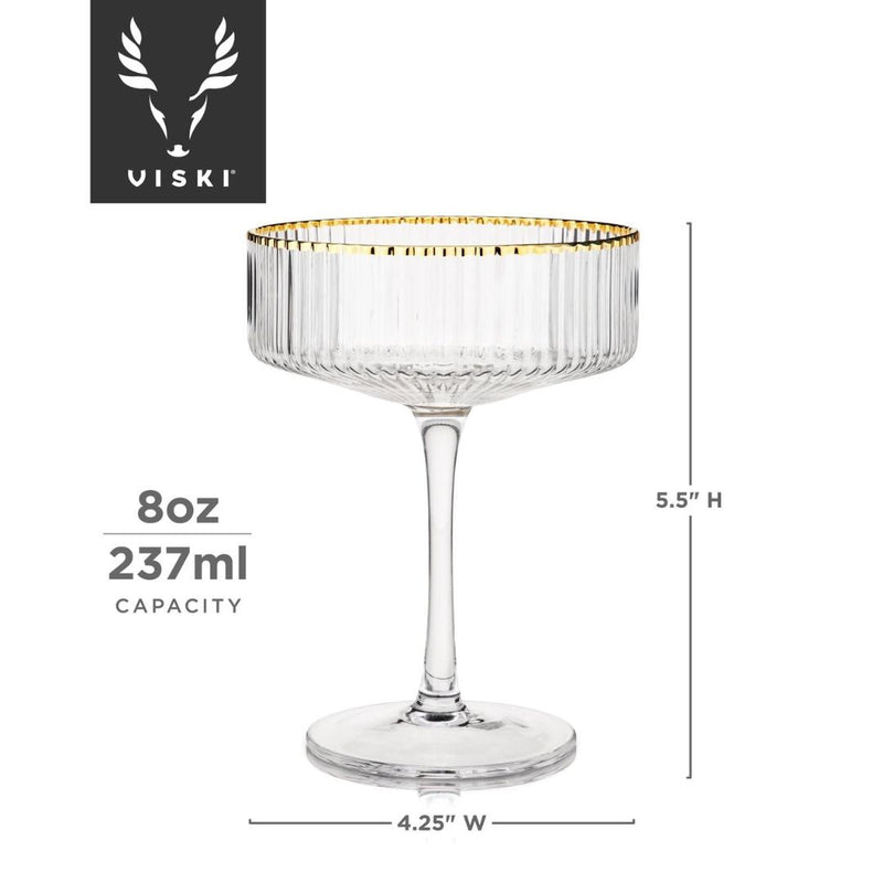 Bar & Glassware Meridian Ribbed Coupe Glasses // Set of 2 