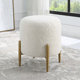 Benches, Ottomans & Stools Arles Shearling Brass Ottoman // White