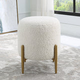 Benches, Ottomans & Stools Arles Shearling Brass Ottoman // White