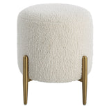 Benches, Ottomans & Stools Arles Shearling Brass Ottoman // White