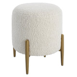 Benches, Ottomans & Stools Arles Shearling Brass Ottoman // White