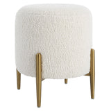 Benches, Ottomans & Stools Arles Shearling Brass Ottoman // White
