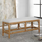 Benches, Ottomans & Stools Laguna White Fabric Rattan Bench