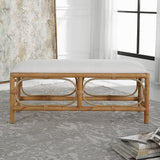 Benches, Ottomans & Stools Laguna White Fabric Rattan Bench