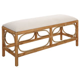 Benches, Ottomans & Stools Laguna White Fabric Rattan Bench