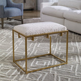 Benches, Ottomans & Stools Paradox Small Gold & White Shearling Bench