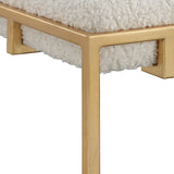 Benches, Ottomans & Stools Paradox Small Gold & White Shearling Bench