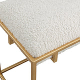 Benches, Ottomans & Stools Paradox Small Gold & White Shearling Bench