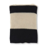 Cotton Knit Striped Throw Blanket // Black & Cream