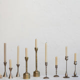 Candle Holders Hand-Forged Iron Antique Brass Bubble Taper Holders // Set of 2