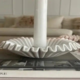 Ruffle Decor Candle Holder // White