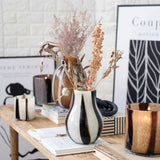 Candle Holders Safari Stripe 6" Round Glass Candle Holder/Vase // Brown