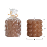 Brown Hobnail Pillar Candle // Small
